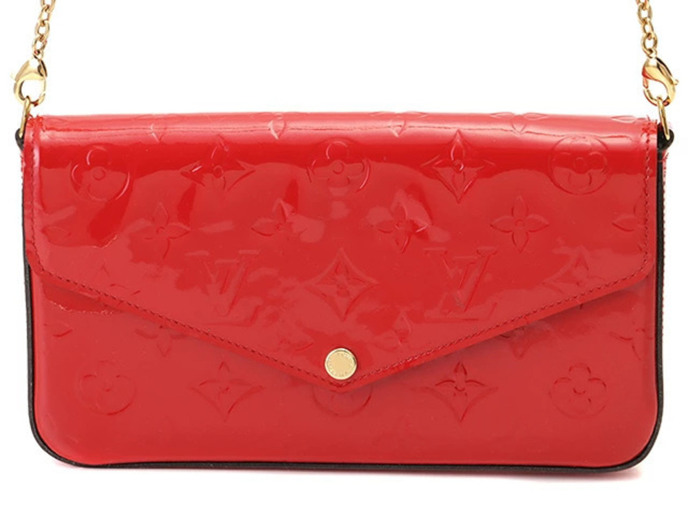 LOUIS VUITTON Pochette Felicie Vernis Cerise Red